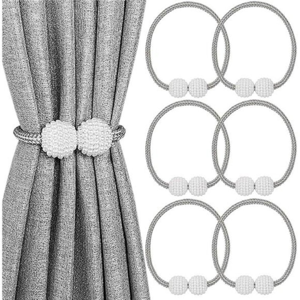 6 Pack Magnetic Curtain Tiebacks, Decorative Curtain Holdbacks for Window Décor
